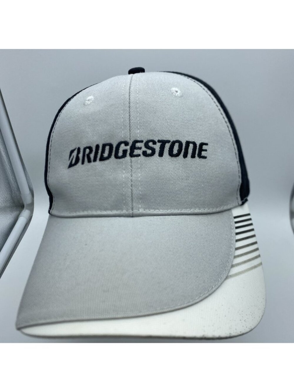 Bridgestone Gray Black Hat K-Products Adjustable Hook & Loop Cap Two Tone